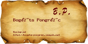 Bogáts Pongrác névjegykártya